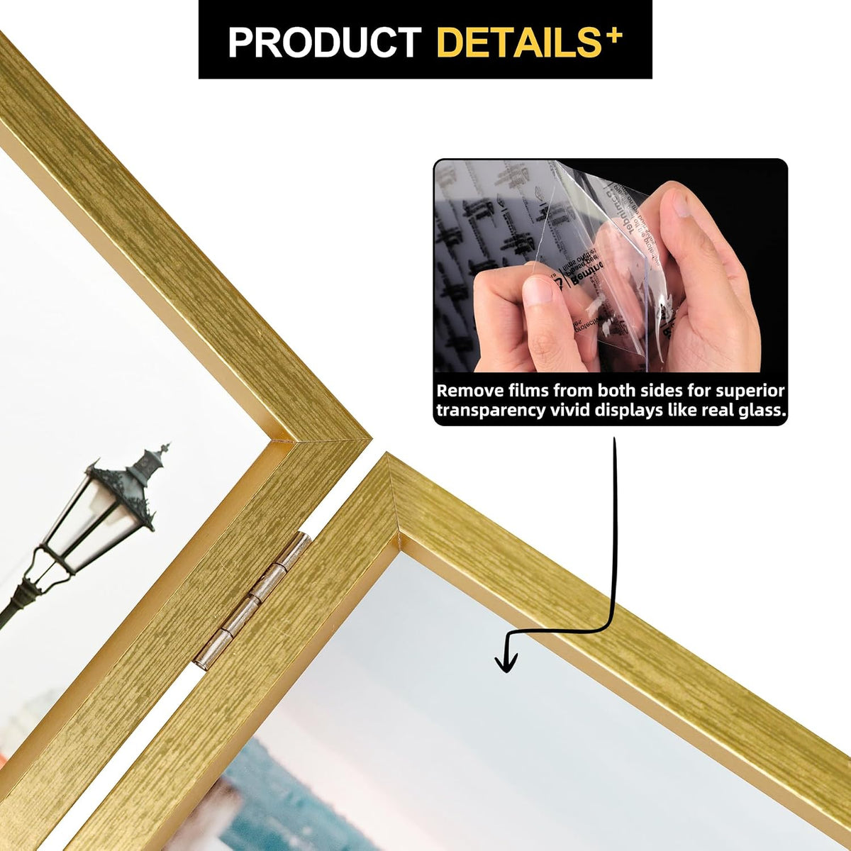 TOFOREVO 4x6 3 Picture Frame Triple Wooden Hinged Photo Frame Definition Glass Stand Vertically on Desktop or Tabletop