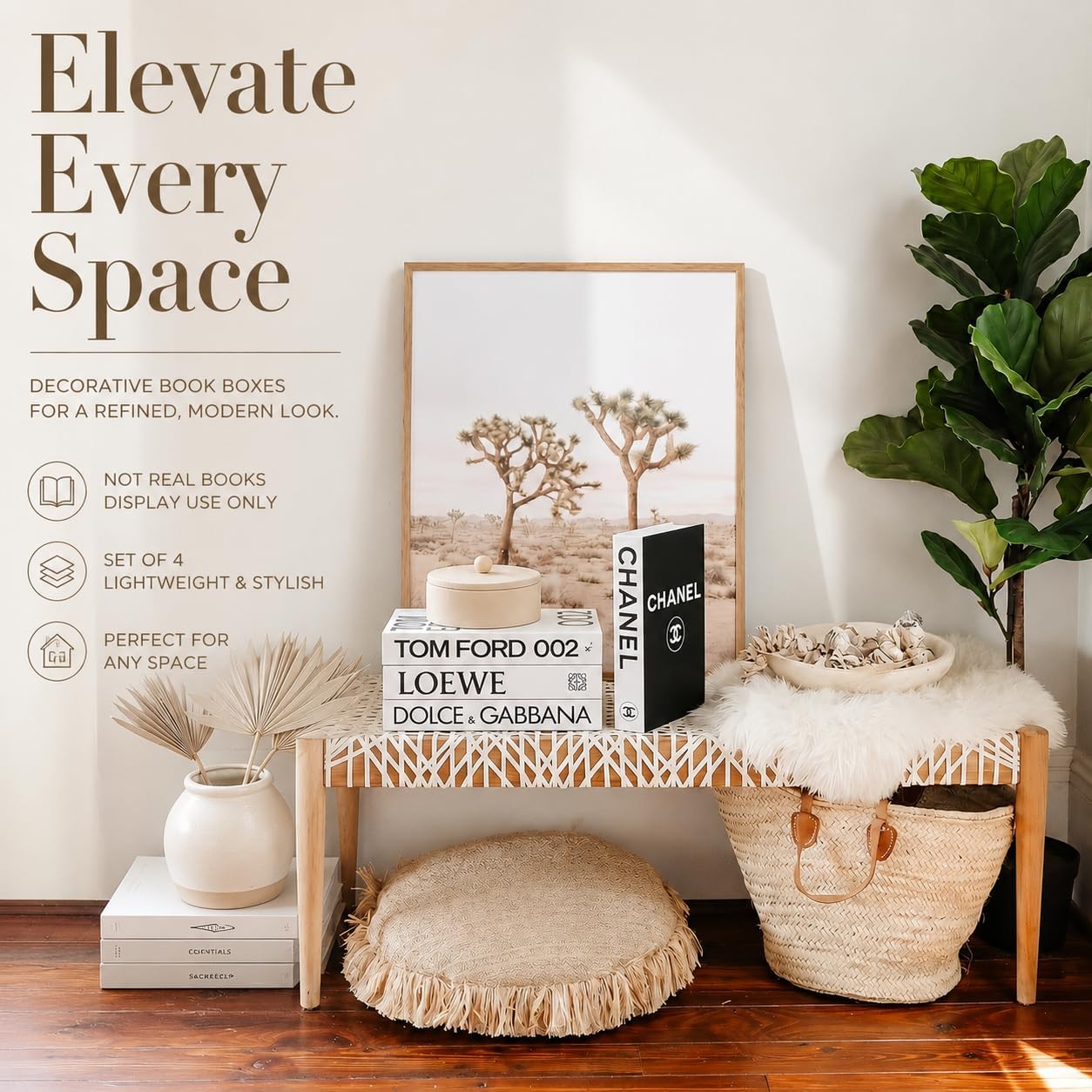 Decorative Books / Faux Stacked Coffee Table & Bookshelf / White_large / Set of 4