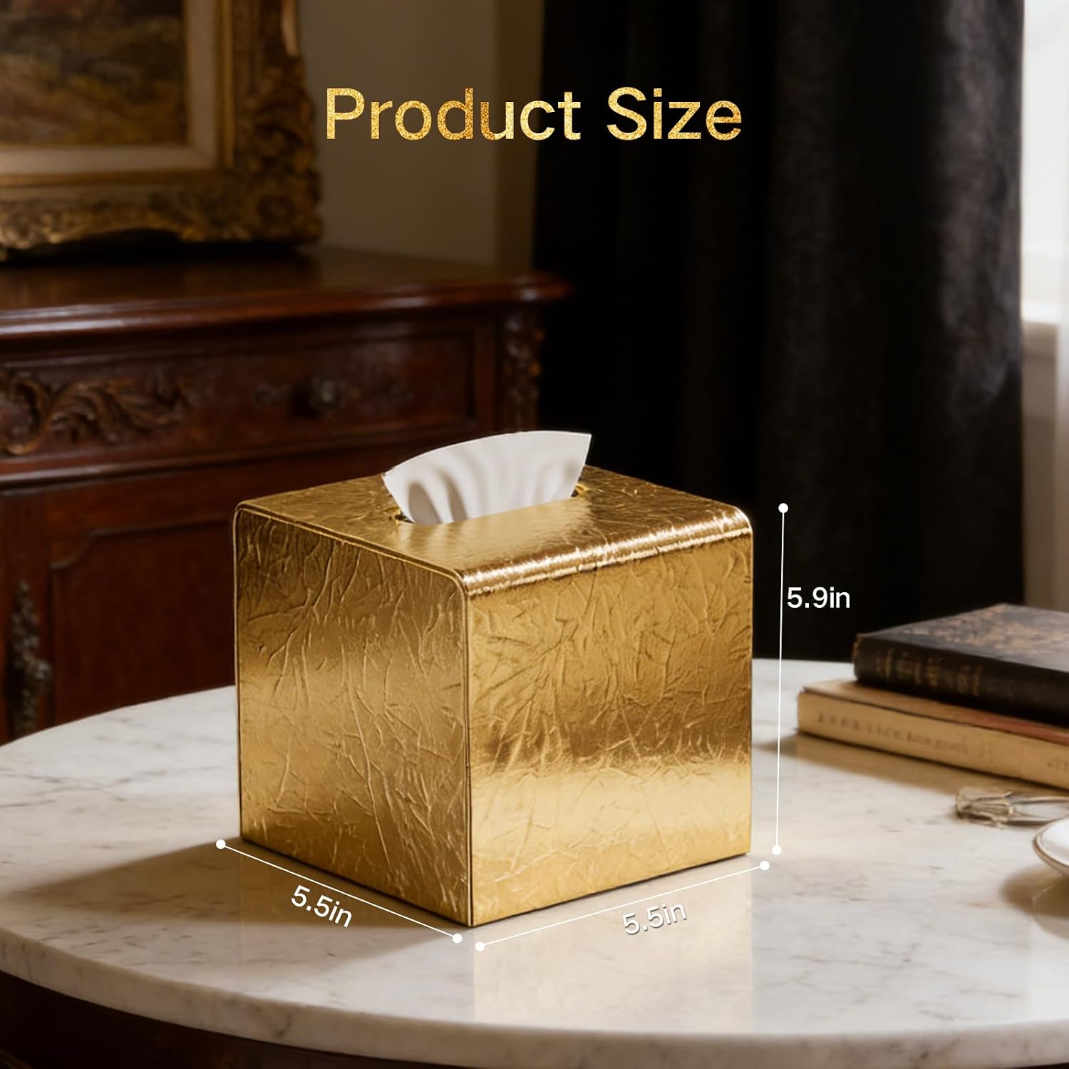 Tissue Box Cover / Gold