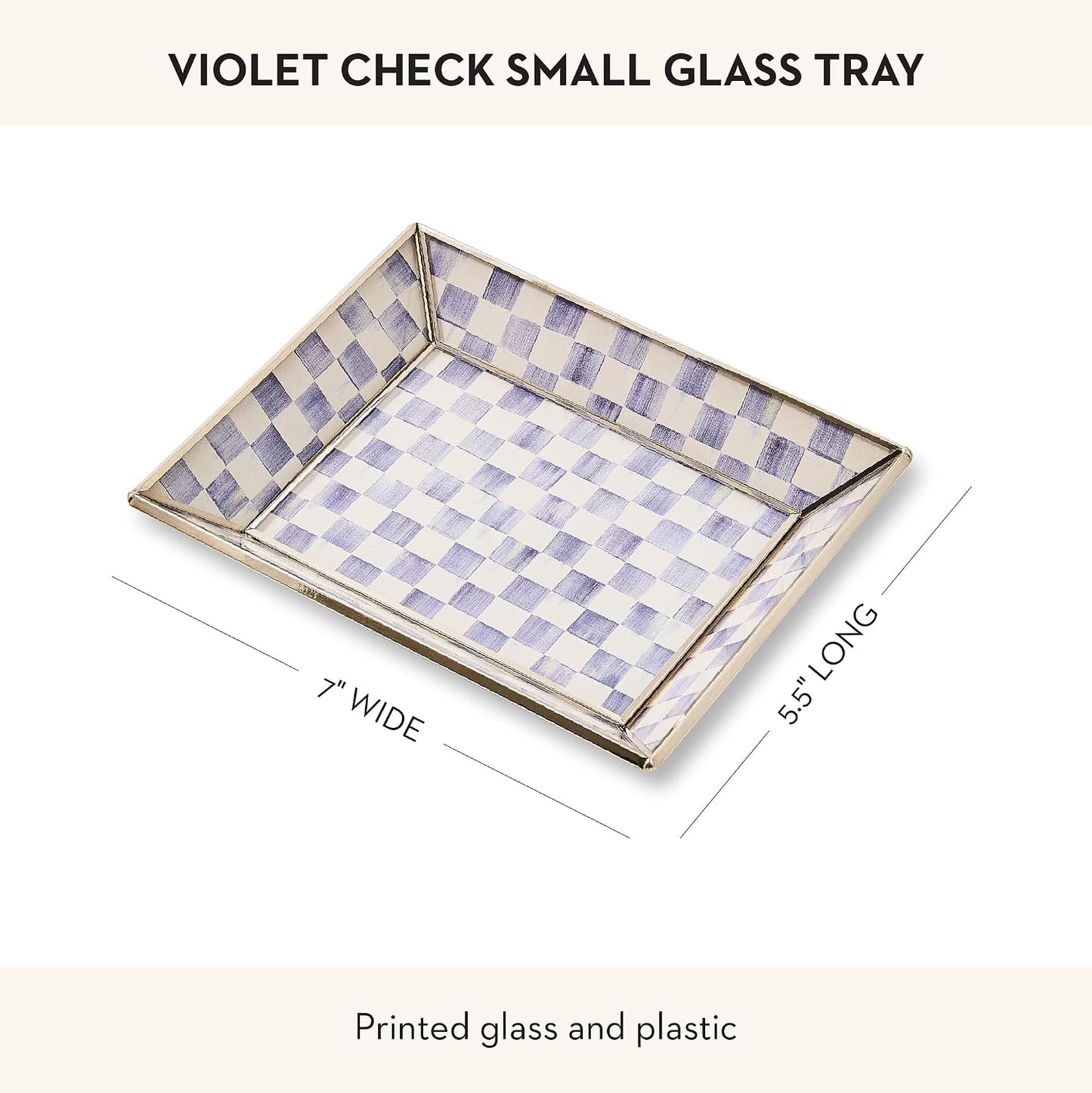 Small Glass Tray / Violet Check / Purple