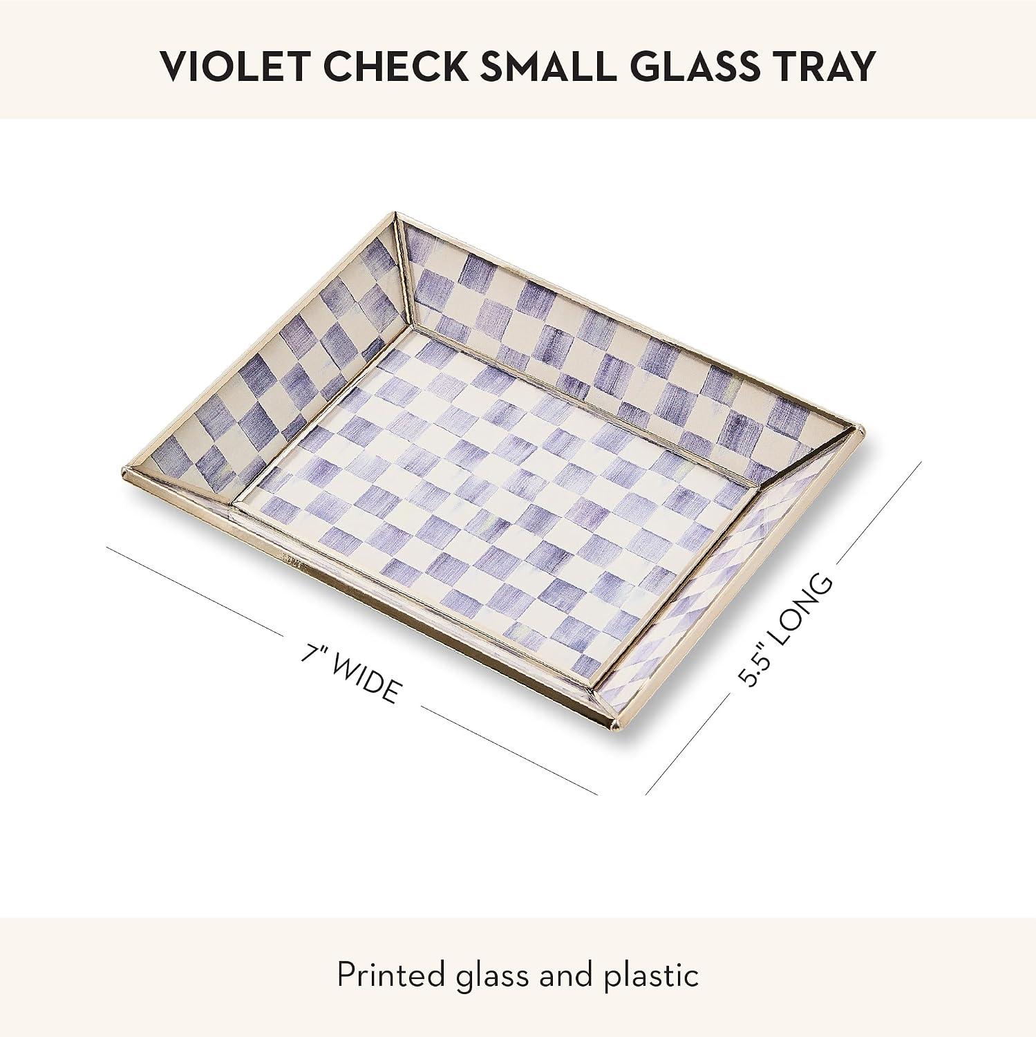 Small Glass Tray / Violet Check / Purple