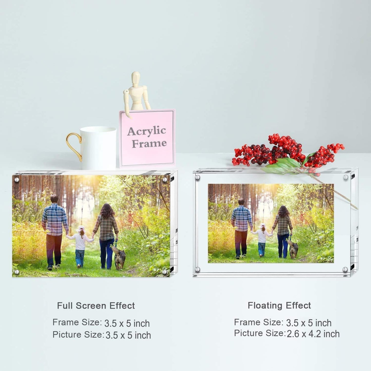 Boxalls 3.5x5 Inches Acrylic Picture Frames - 5 Pack, Clear Frameless 3.5x5 Photo Frames with Magnetic, Double Sided