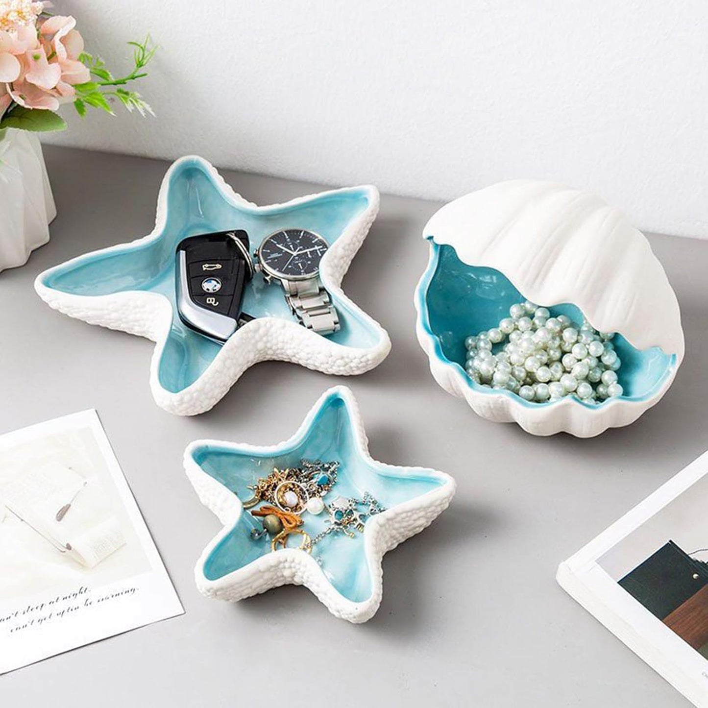 Ceramic Seashell Jewelry Holder Dish / Starfish