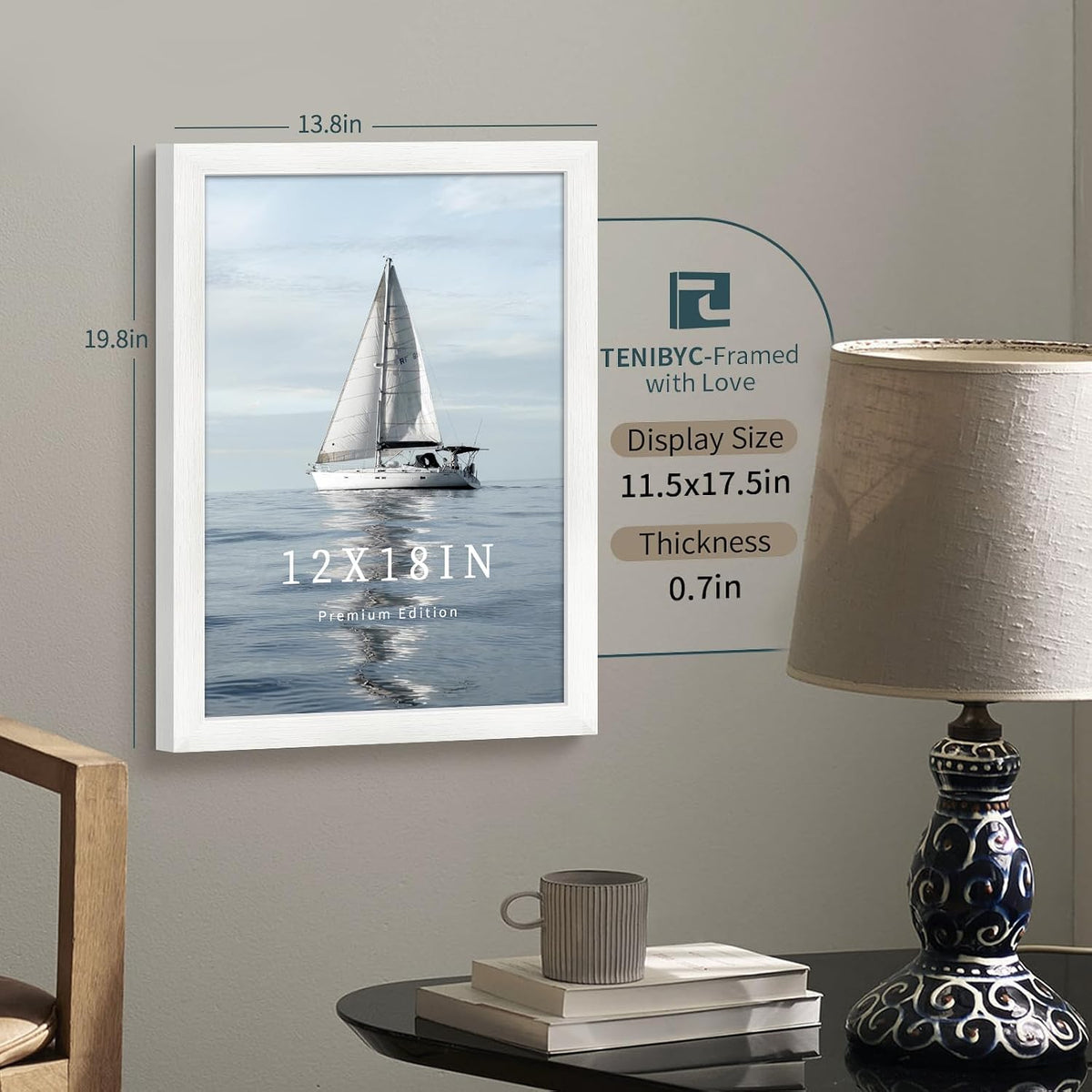 12x18 Poster Frame 3 Pack, White Wood, Real Glass, Wall Hanging | Thick HD Tempered Glass, Large Picture Frame Wall