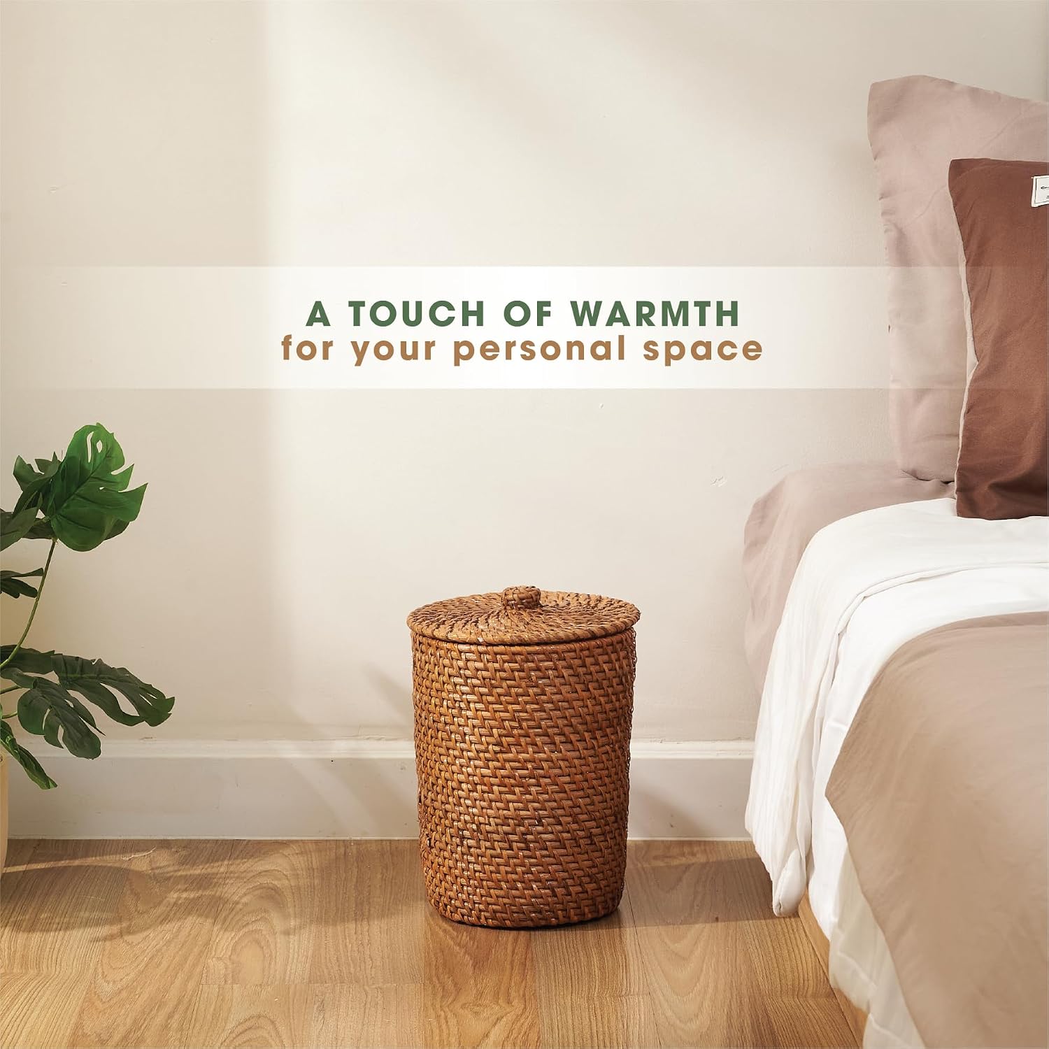 Wicker Trash Can / Brown / 2 Gallon