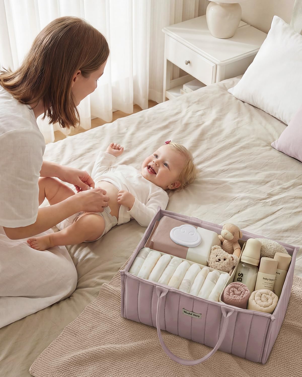Baby Diaper Caddy Organizer / Mauve Pink