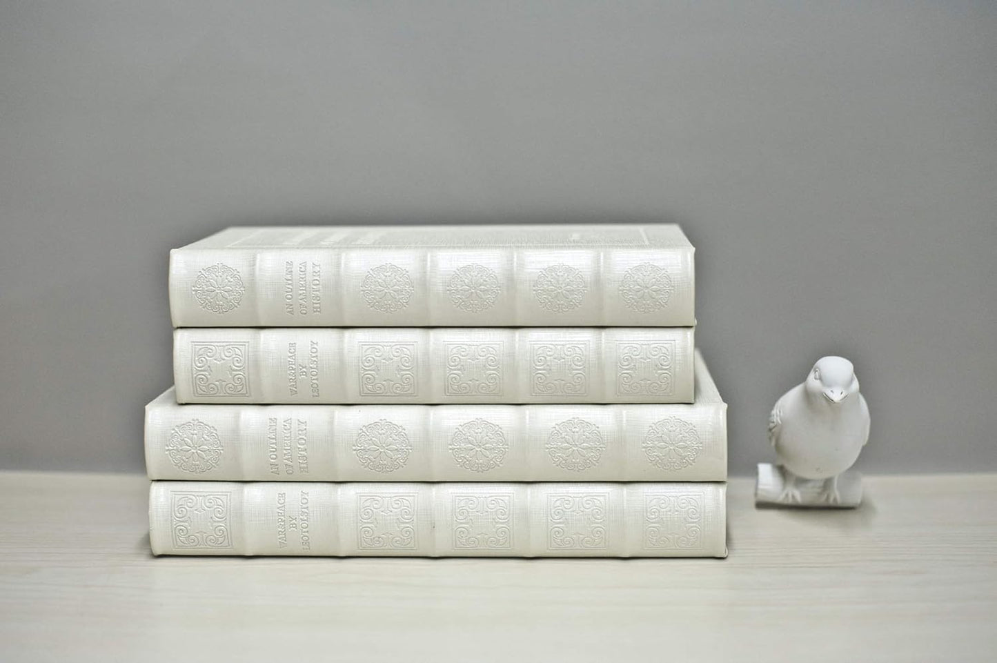 Faux Leather Book Boxes for Decoration Display Coffee Table and Shelf Décor / C105 L+S / White