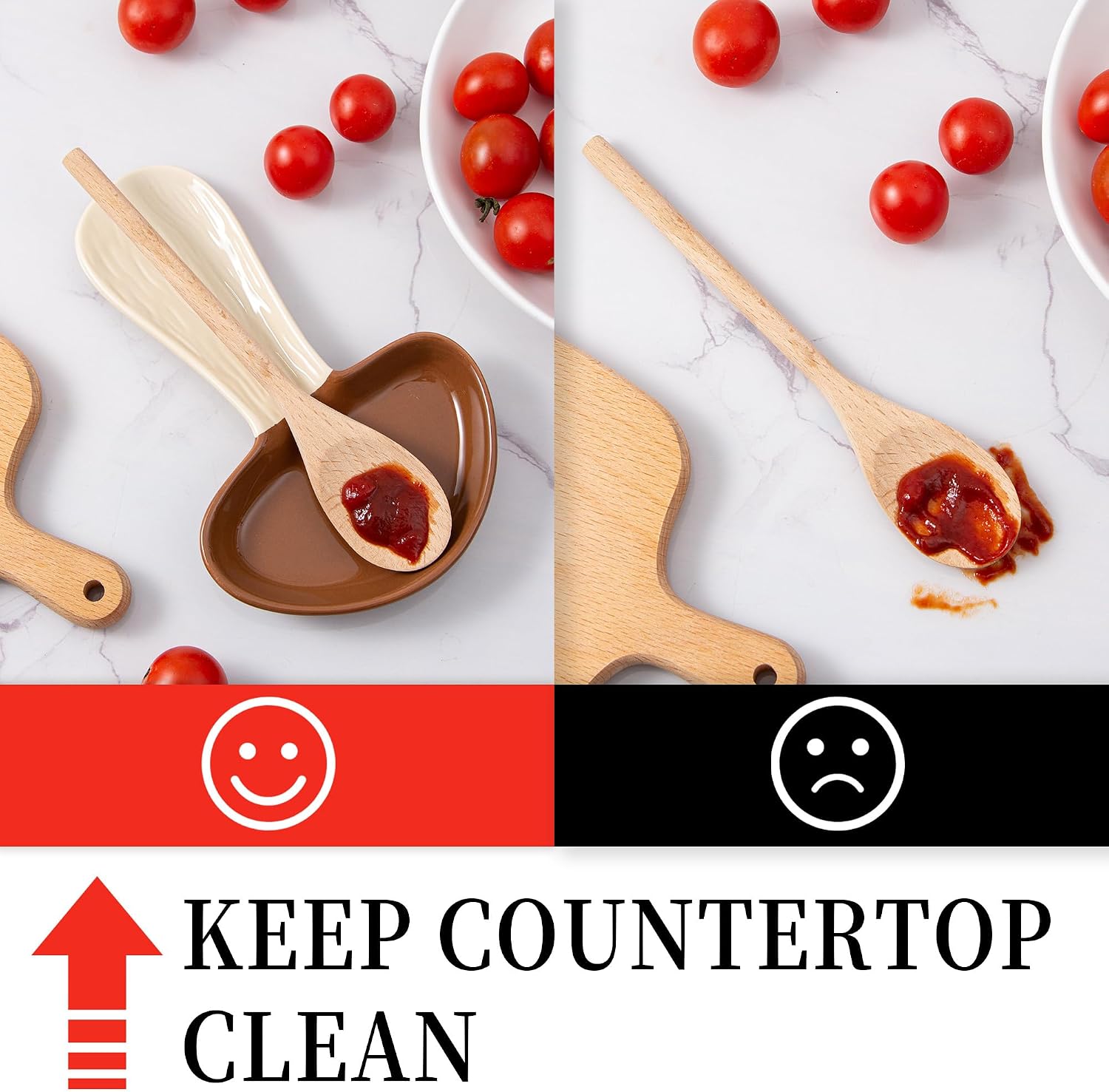 Ceramic Spoon Holder for Stove Top / Brown Mushroom