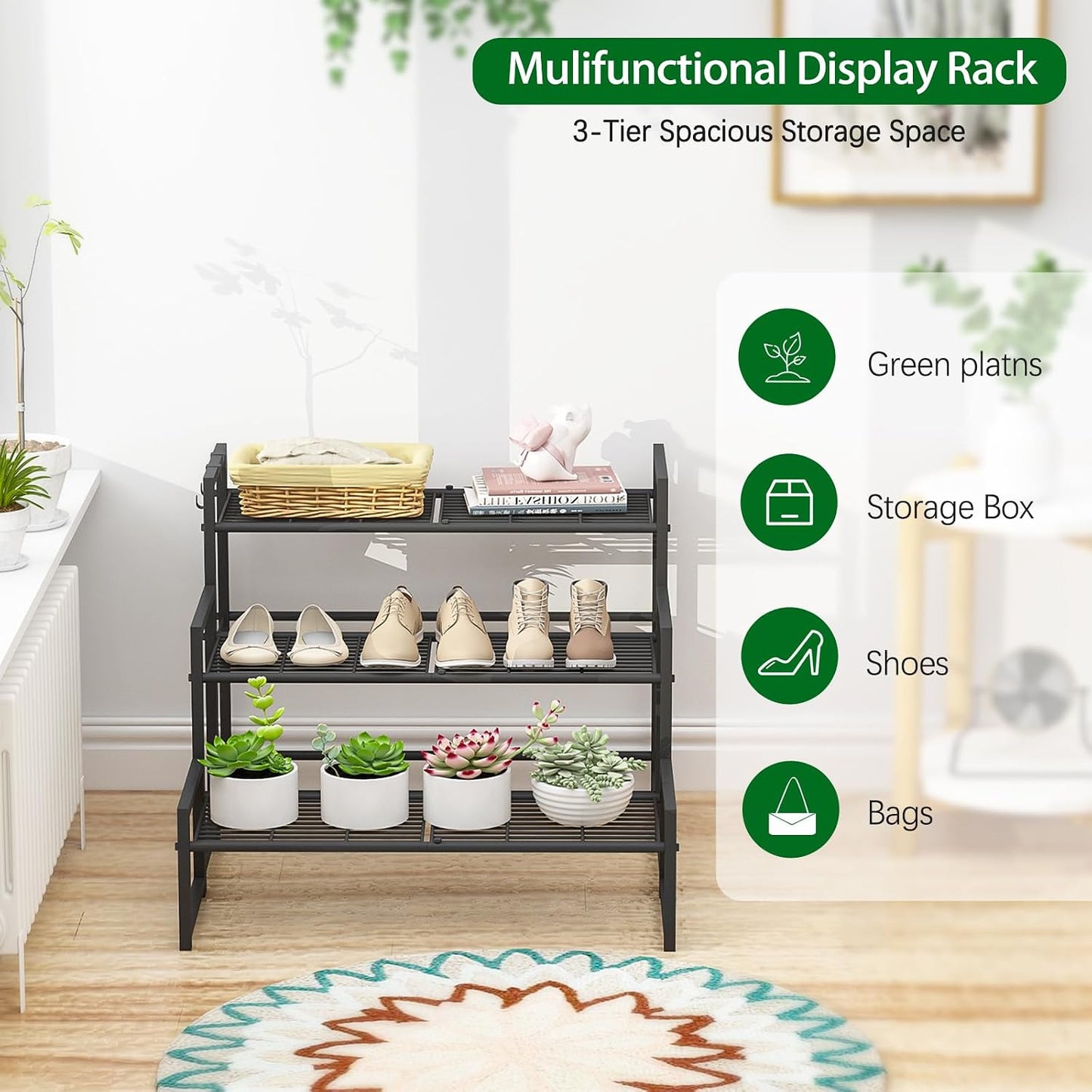 Garden 4 you 3-Tier Stair Style Metal Plant Stand, Stackable Plant Shelf | 3-tier stair style,Stackable heavy-duty