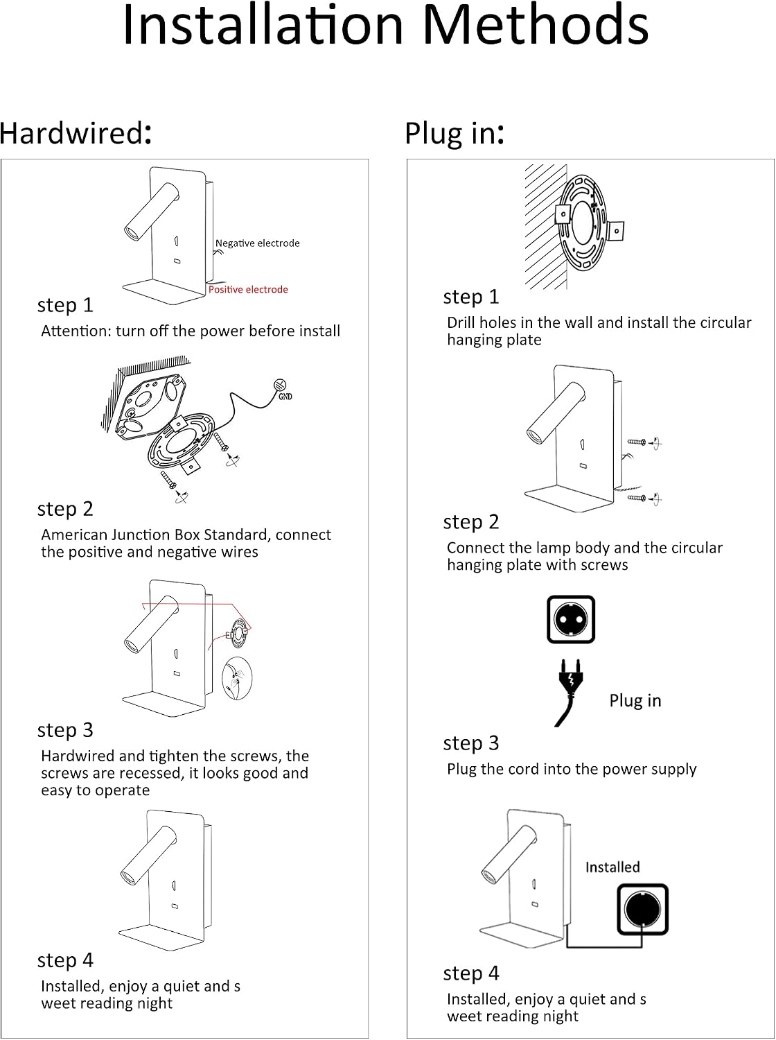 ZEROUNO Plug in Wall Sconce with Switch LED Bedside Lamp Bedroom Wall Mounted Reading Light with USB Port Wall Lighting