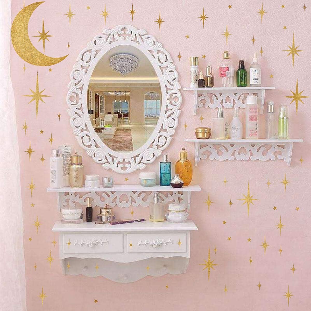 Retro Starburst Wall Decals Stars Wall Stickers Atomic Star Vinyl / Retro Starburst -vintage Gold