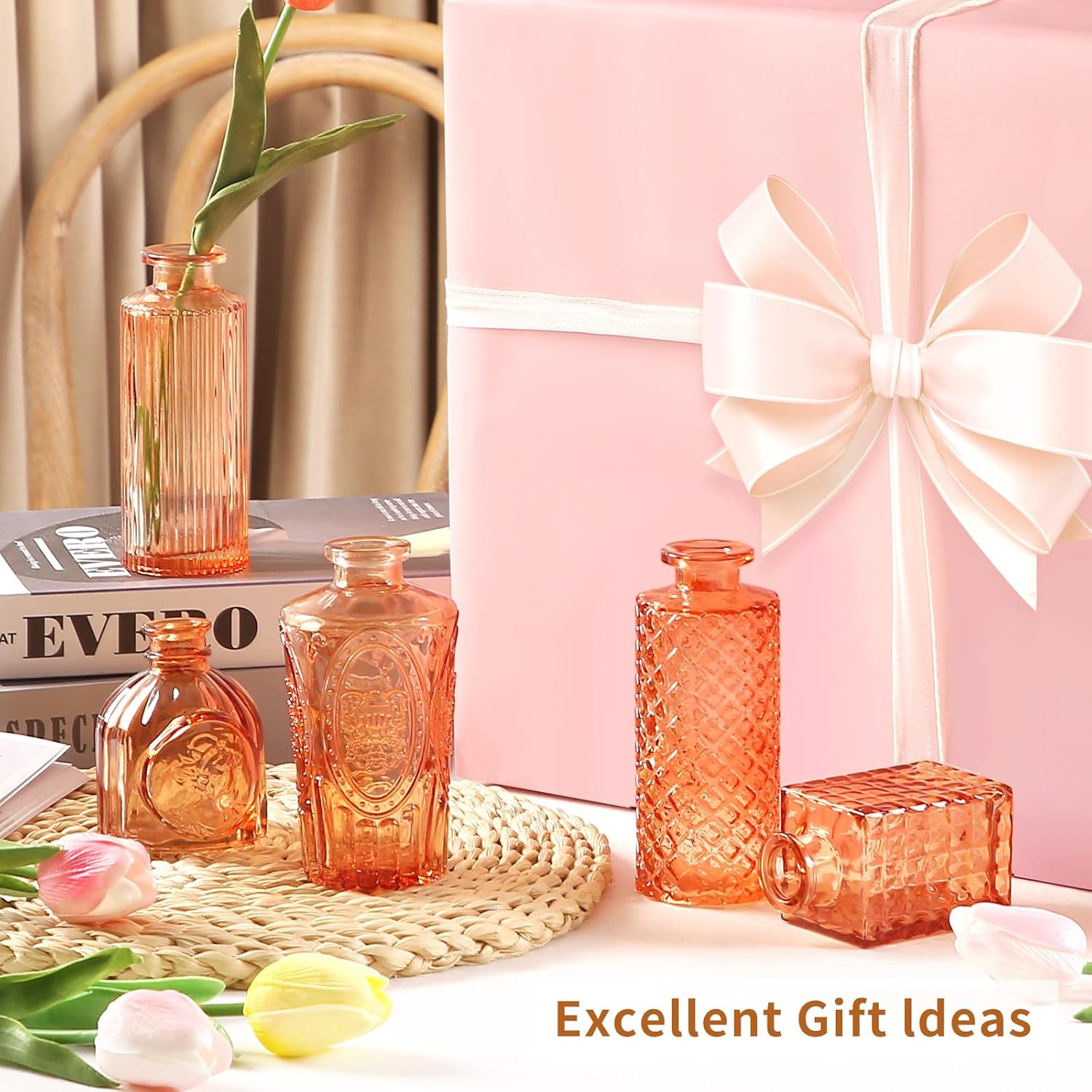 Valentine's Day Glass Bud Vases / Amber / Set of 30