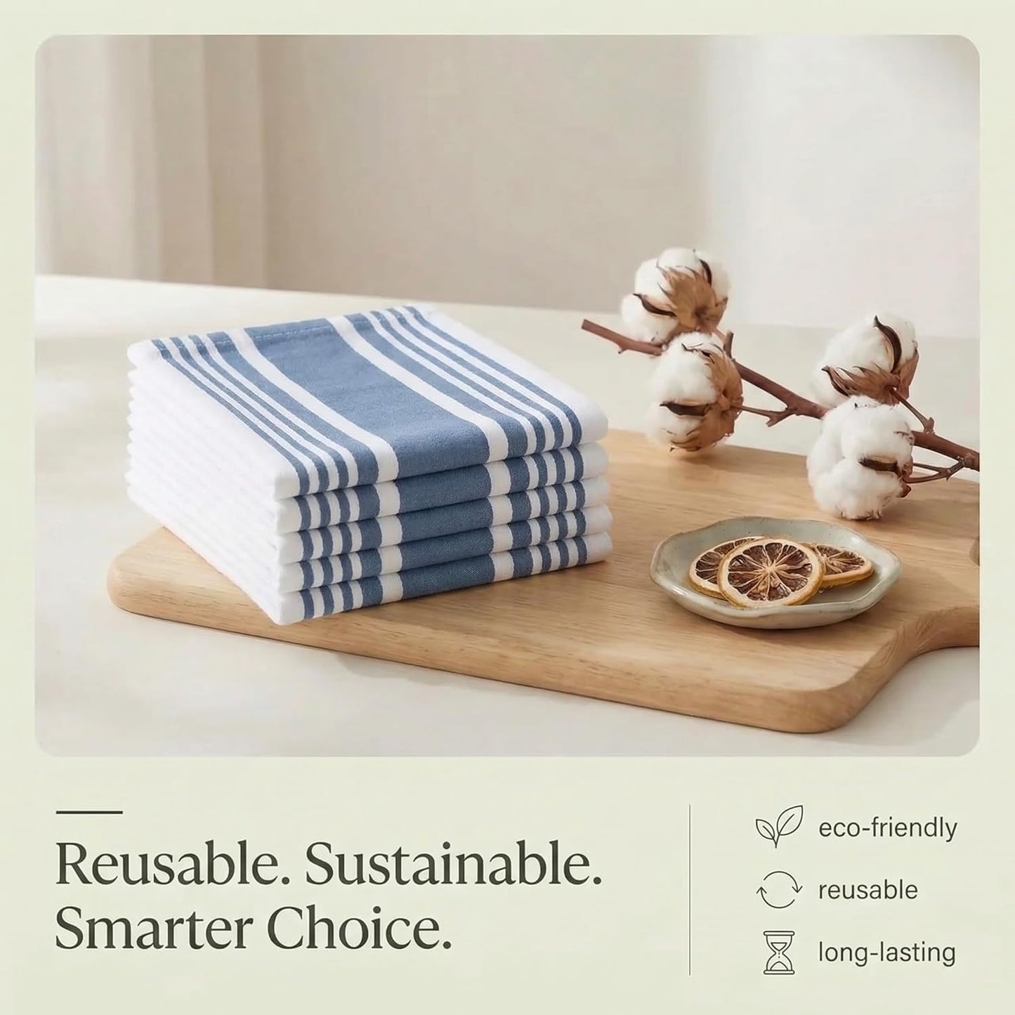 Urban Villa Kitchen Towels 100% Cotton Dish Towels for Kitchen (Set of 6) 20”x30” Dish Cloths Highly Absorbent Kitchen