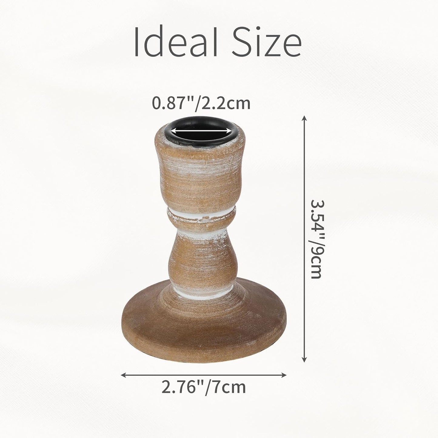 Wooden Candlestick Holders Rustic: Farmhouse Taper Candle Holder | for 0.87" Taper, Solid Wood, Distressed Finish, Set