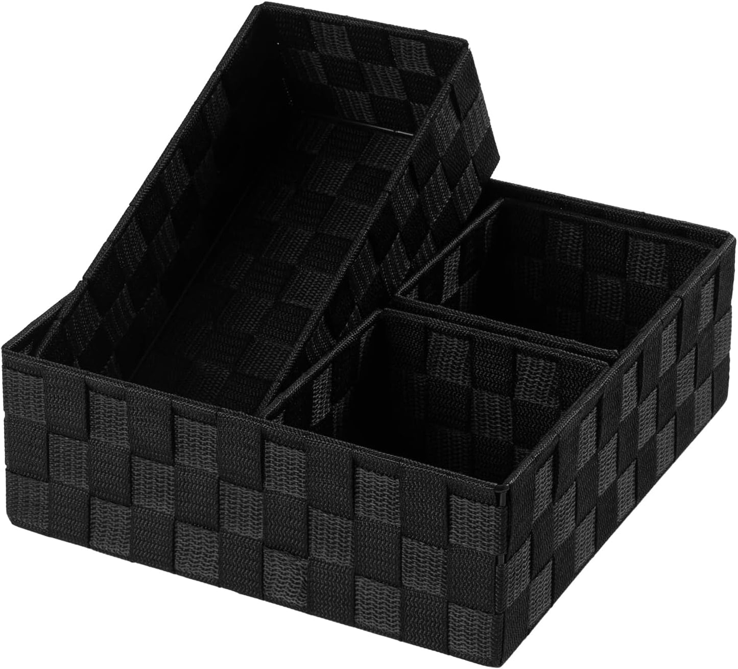 Woven Storage Baskets for Organizing Organizer Divider for Drawer / Black