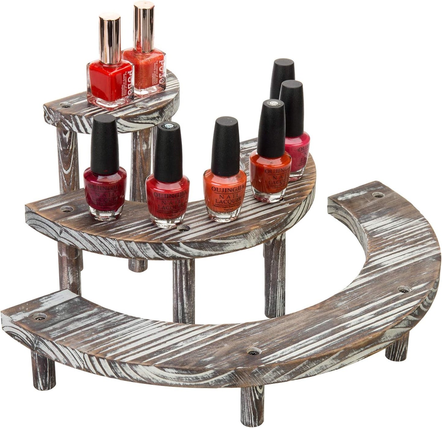 MyGift 3 Tier Torched Wood Cupcake Stand Dessert Display Riser Set of 3 | Torched Wood Finish, Three Level Platform