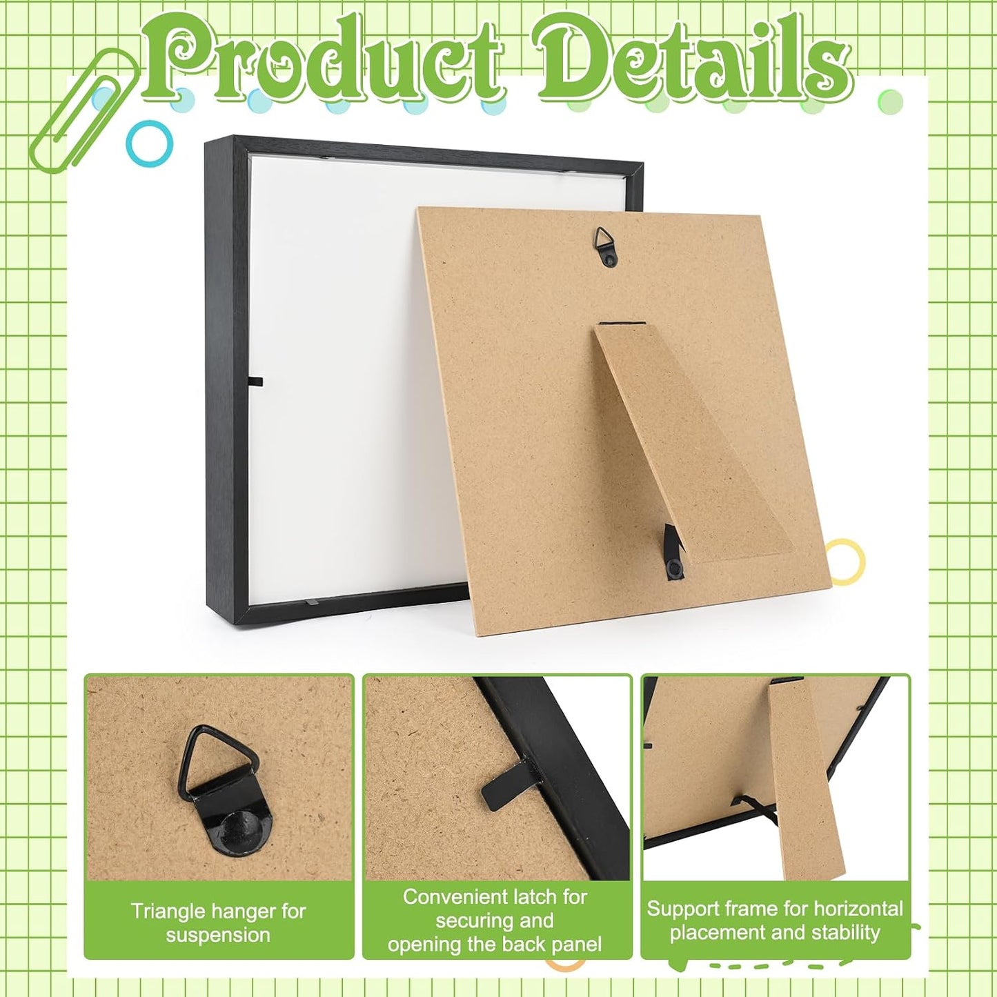 4 Pack 12x12 Shadow Box Frame, Wood Deep Large Shadow Box Display Case with Plexiglass Window, 3D Picture Frame for