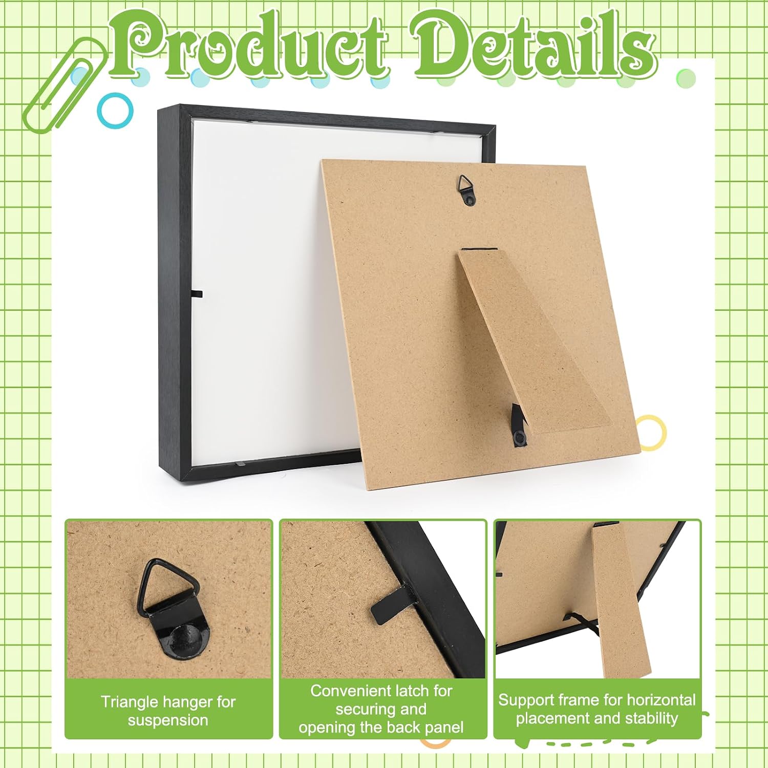 4 Pack 12x12 Shadow Box Frame, Wood Deep Large Shadow Box Display Case with Plexiglass Window, 3D Picture Frame for