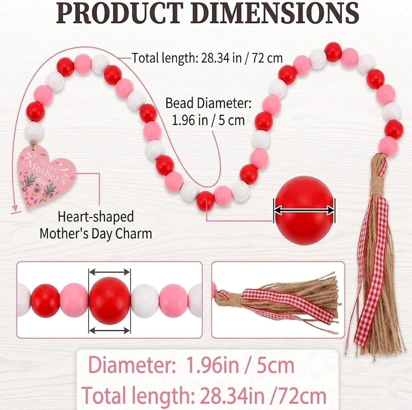 Mother's Day Wood Beads Garland / Set of 2