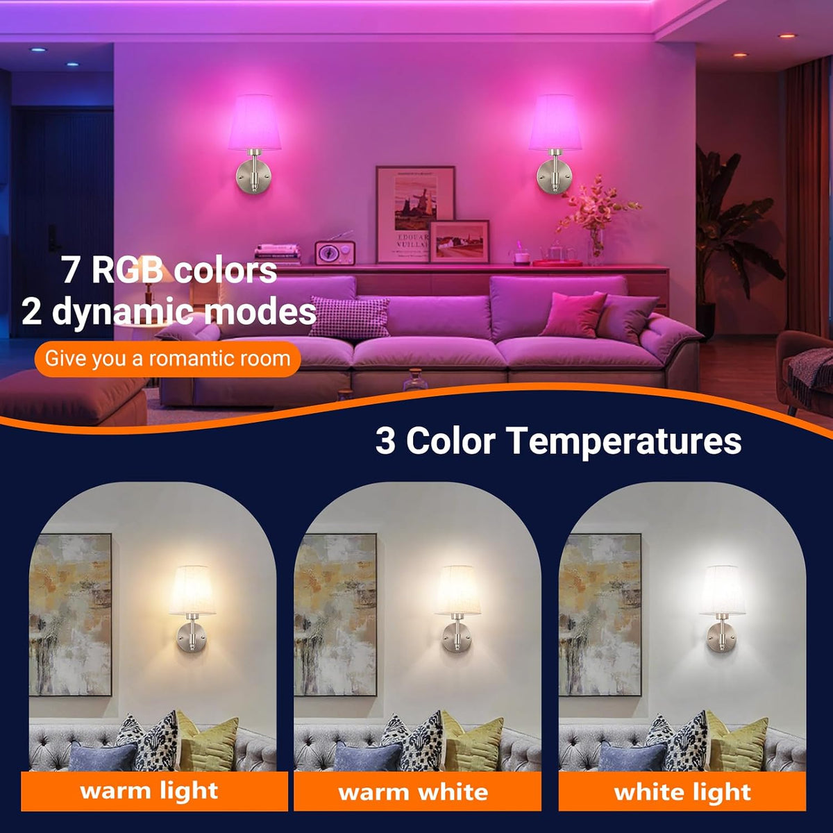 YHCDLAMP Peel and Stick Wall Sconces, No Drilling Stick On Wall Sconce, Wireless Battery Operated Wall Lights, Adhesive