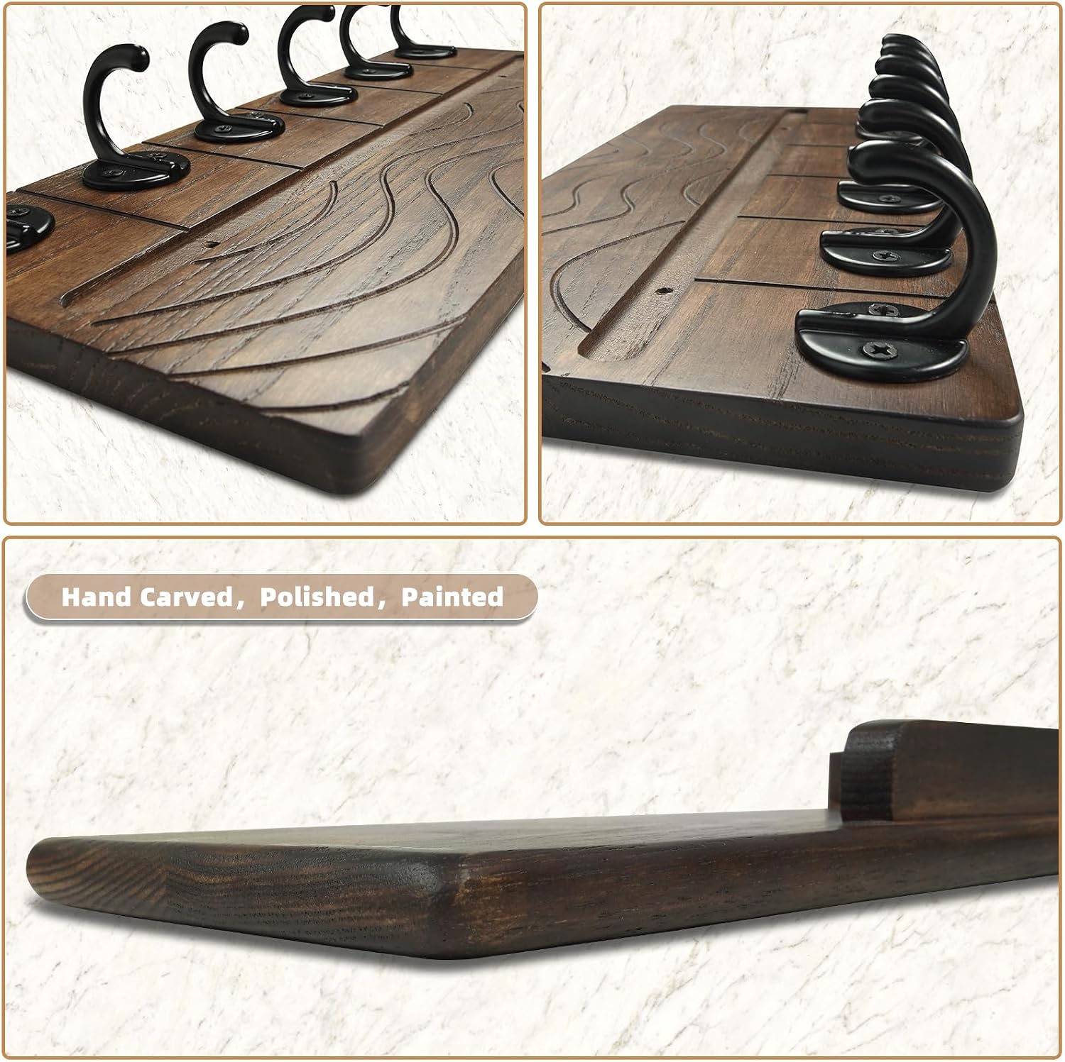 Key Holder Wall Decor- " Solid Ash Wood Entryway Organizer / Walnut / 11.8 Inch