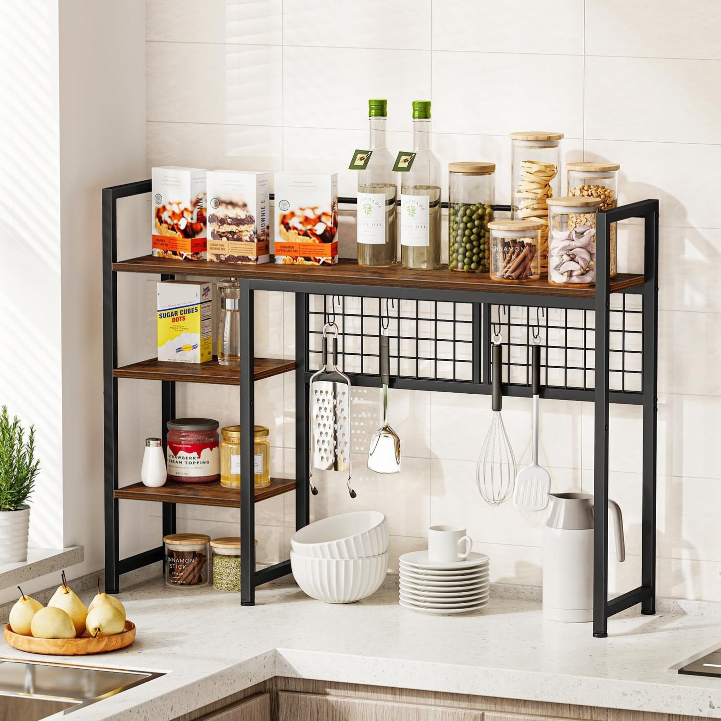 Snughome Desk Shelf, 38.6" Desktop Organizer Shelf, Desk Hutch for Computer Monitor, 4 Tier Desk Display Rack with