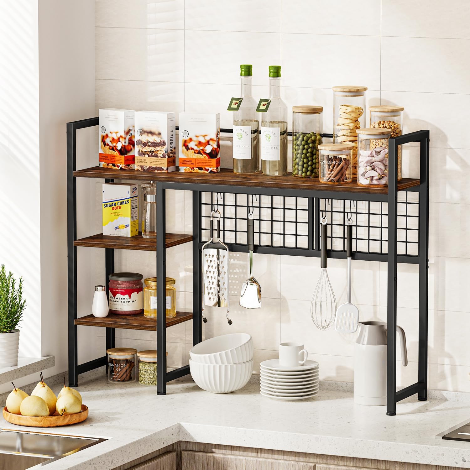 Snughome Desk Shelf, 38.6" Desktop Organizer Shelf, Desk Hutch for Computer Monitor, 4 Tier Desk Display Rack with