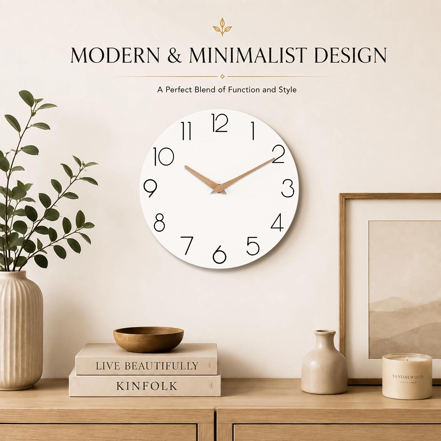 cicininc 14 Inch Battery Operated Wall Clock, Silent Analog, White | Living Room | Office | Bedroom | Decorative Style