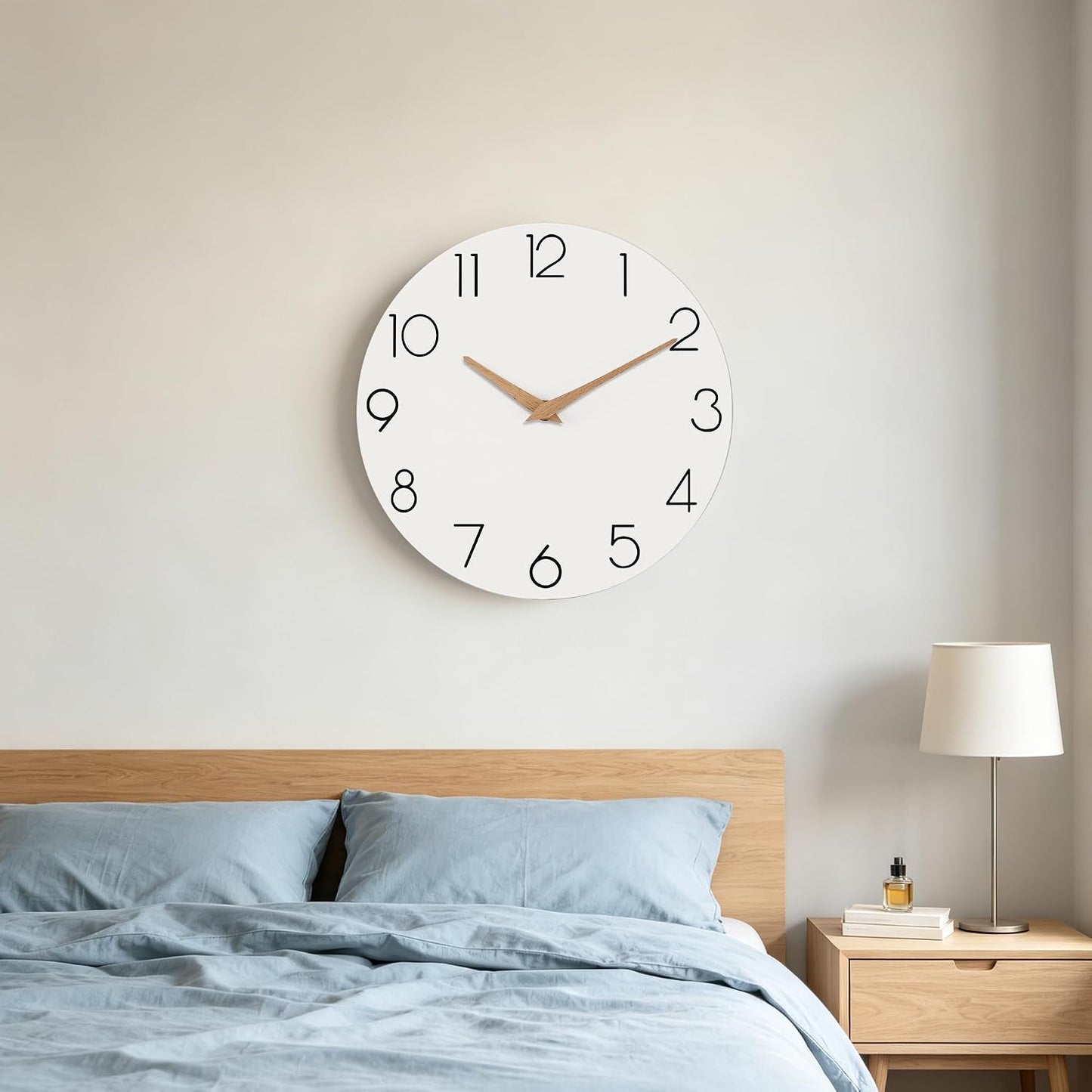 cicininc 10 Inch Battery Operated Wall Clock, Silent Analog, White | Living Room | Kitchen | Office | Bathroom | Modern