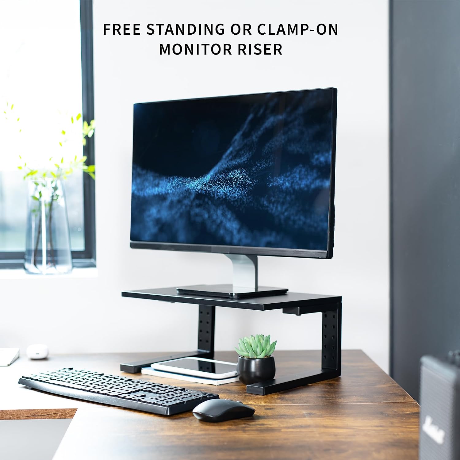 VIVO Clamp-on 15 inch Desk Extension Shelf for Gaming Devices, Ergonomic Computer Monitor and Laptop Riser, Printer