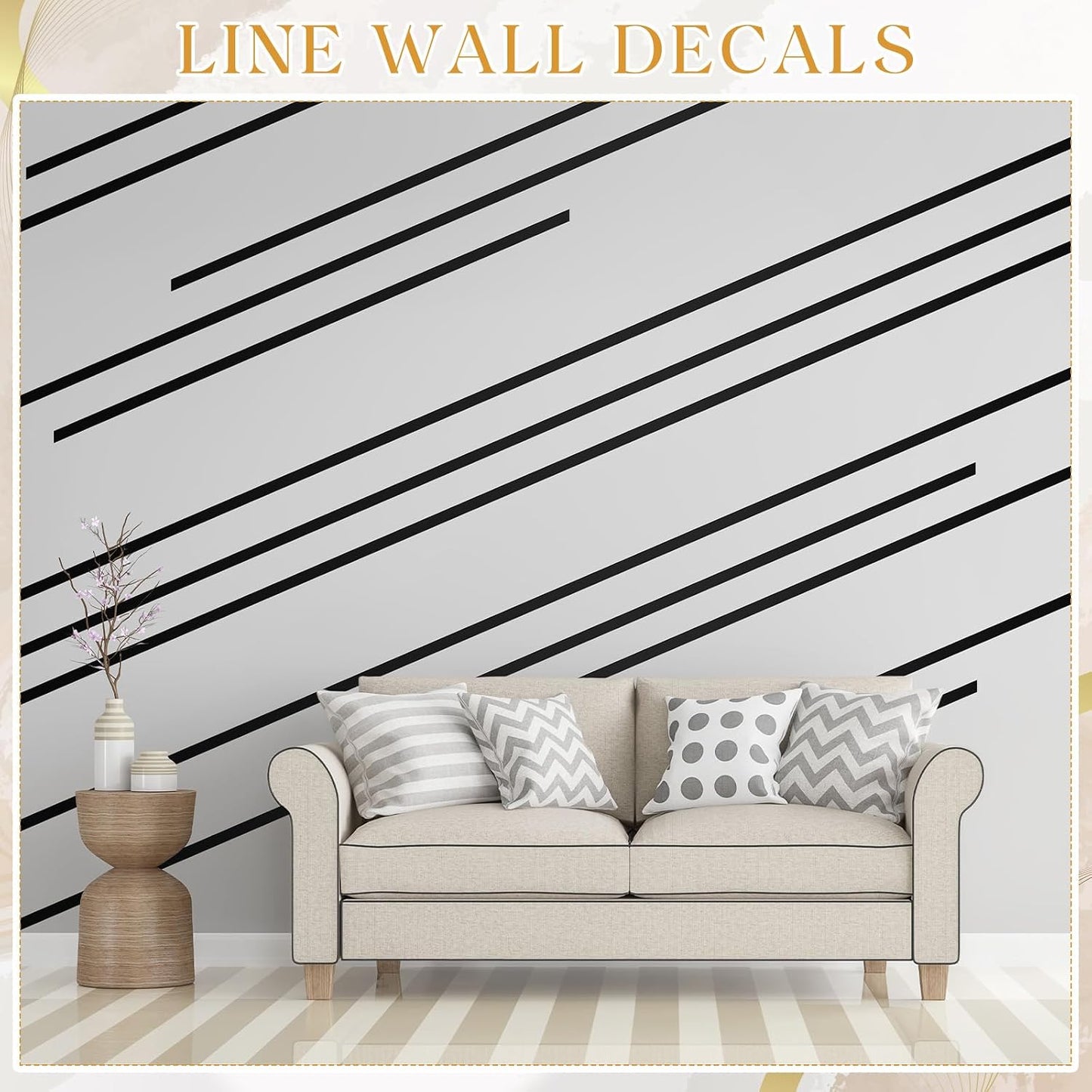 Wall Decals Peel and Stick Tape / Black / 70.8 x 1.2 / Set of 24