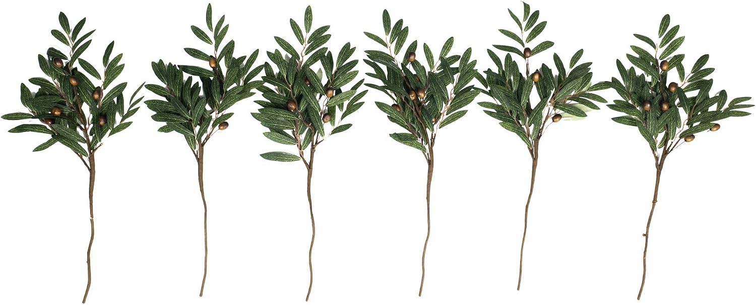 Mediterranean Flowers / 6 Olive Branches / 24"/61 Cm / Set of 6