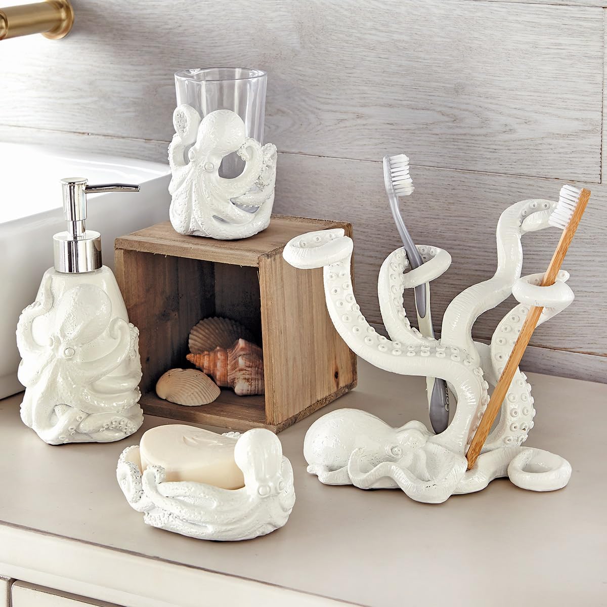 Octopus Ceramic Soap Dish / White