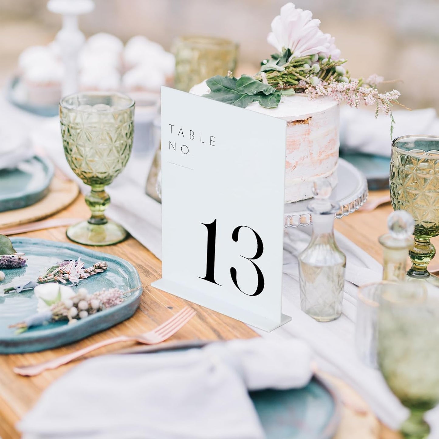 White Wedding Table Numbers 1-15 with Stands, 5"x7" White Acrylic Table Numbers, Perfect for Wedding Reception, Party