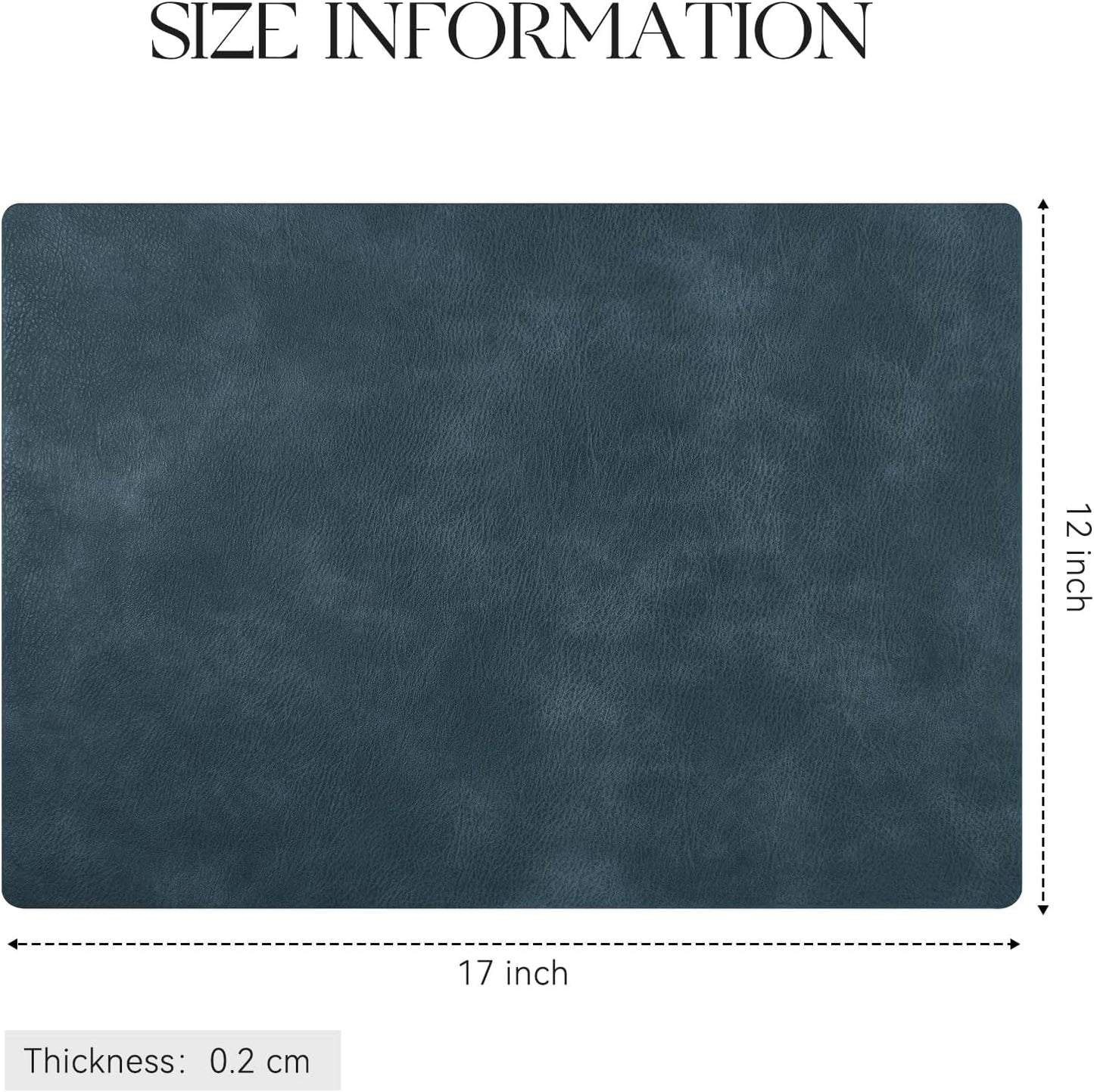 MOSAYT Vinyl Placemats Set of 12-12 X 17 Inch - Faux Leather 100% Waterproof Oil-Proof Wipeable PU Place Mats, Heat