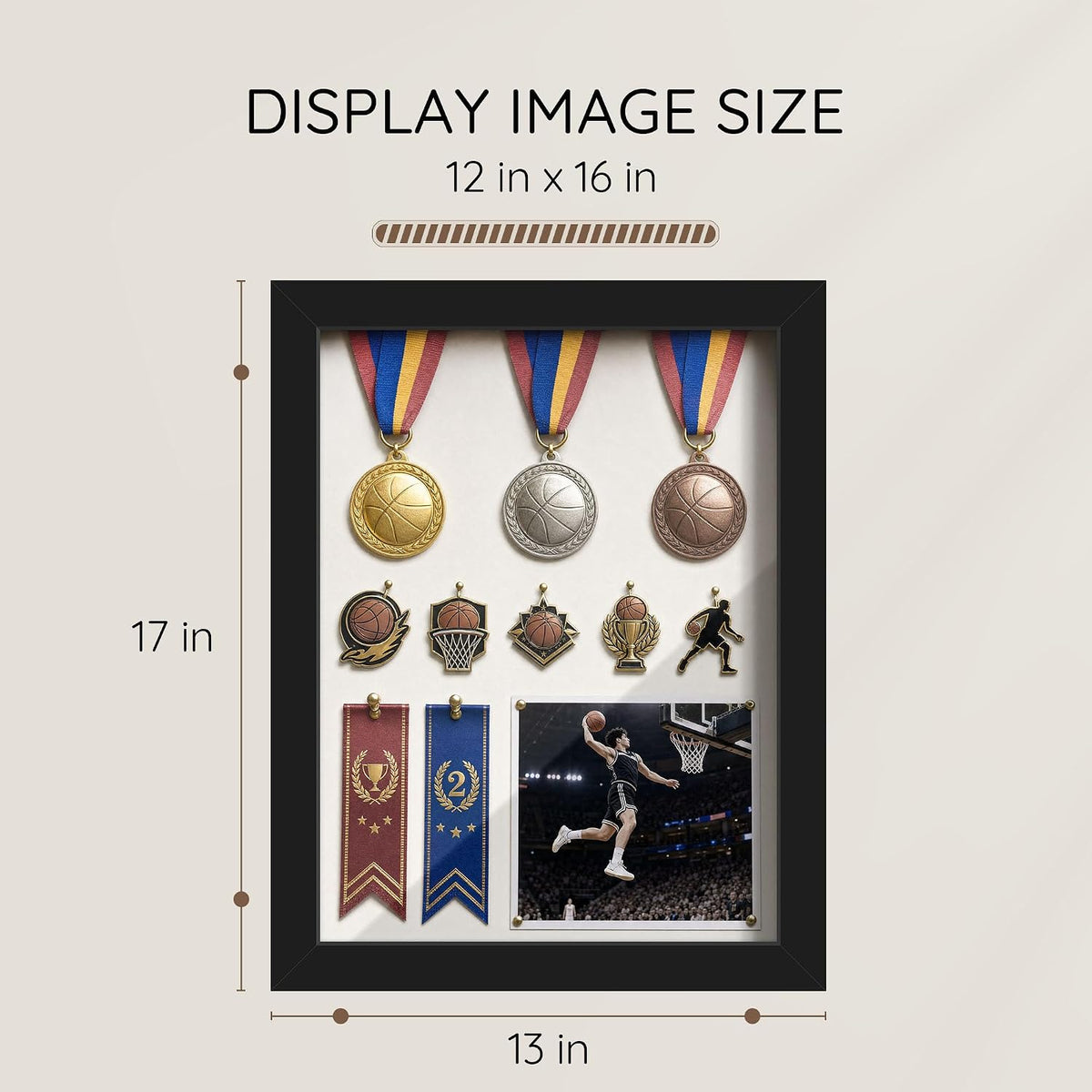 12x16 Black Shadow Box Frame, 1.2" Deep Display, Tempered Glass | Wedding Keepsakes, Pet Memorials, Pressed Flowers