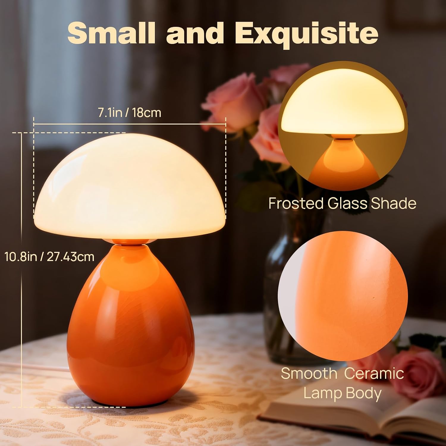 Small Lamp / Mushroom Table Lamp / Orange