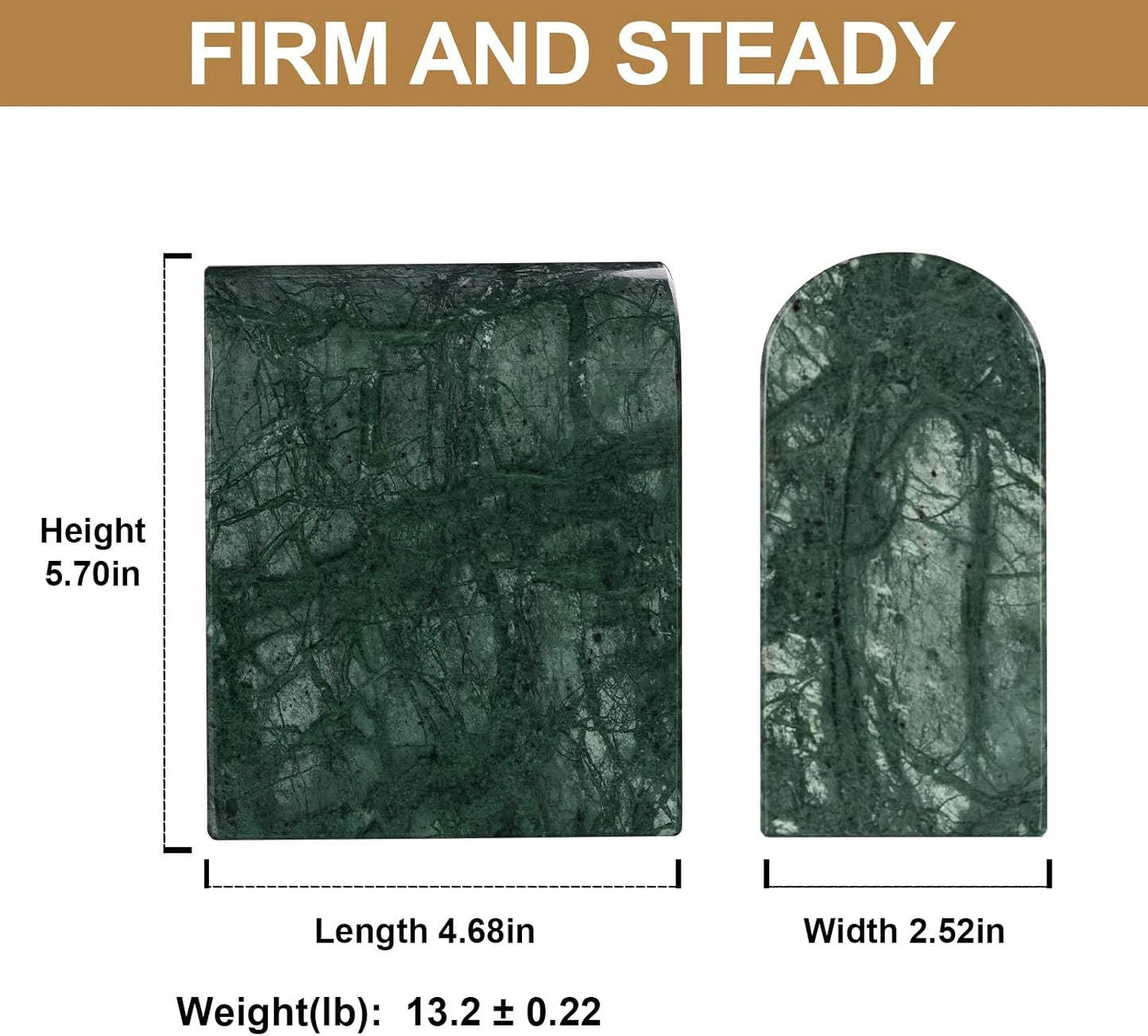 13LBS Non-Slip Book Ends / Green Marble-indian Green-13lb