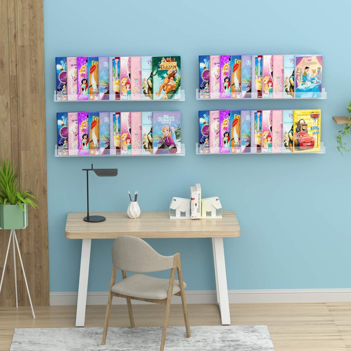 NIUBEE 36”Acrylic Floating Bookshelves for Kids Wall Bookshelves 1 Pack | Premium Acrylic 50% Thicker with Screwdriver