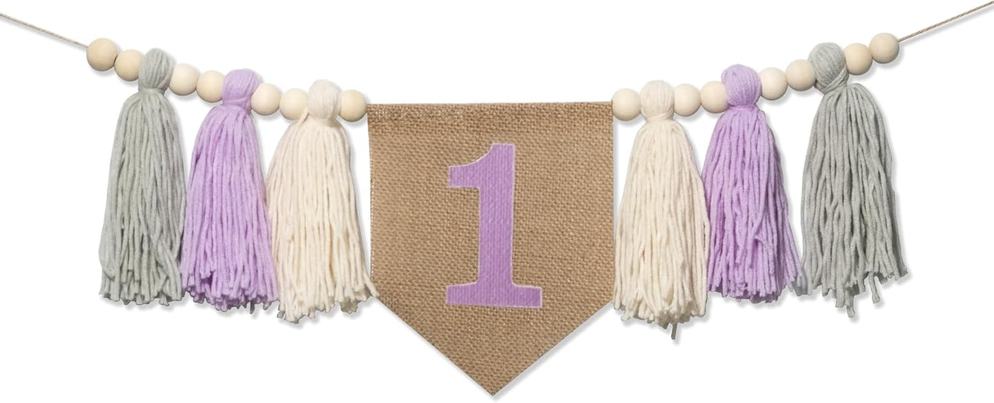 Wood Bead Tassel Garland / Purple