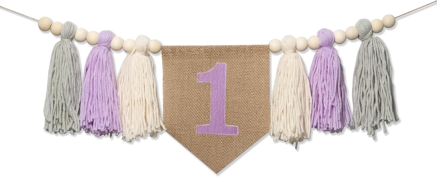 Wood Bead Tassel Garland / Purple