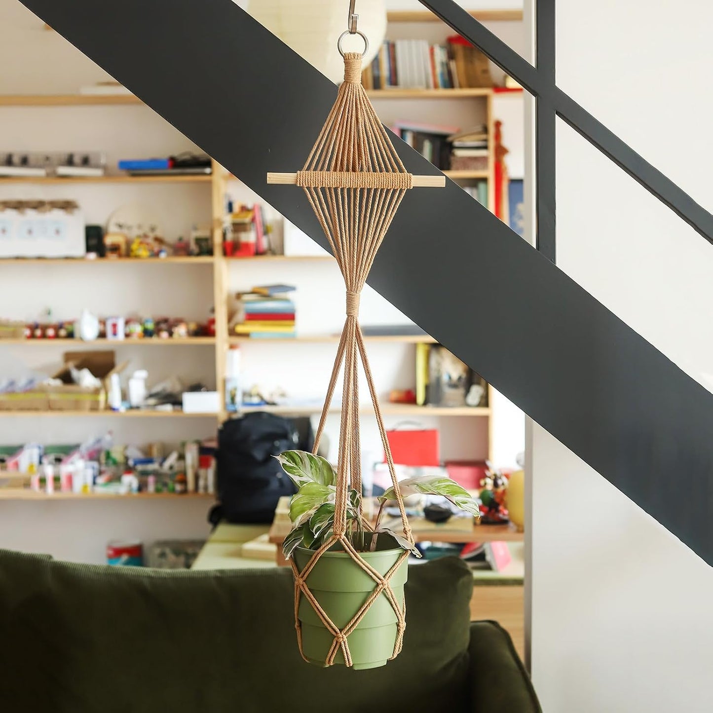 Boho Hanging Planters / Caramel Hanger / 10 Inch / Set of 8