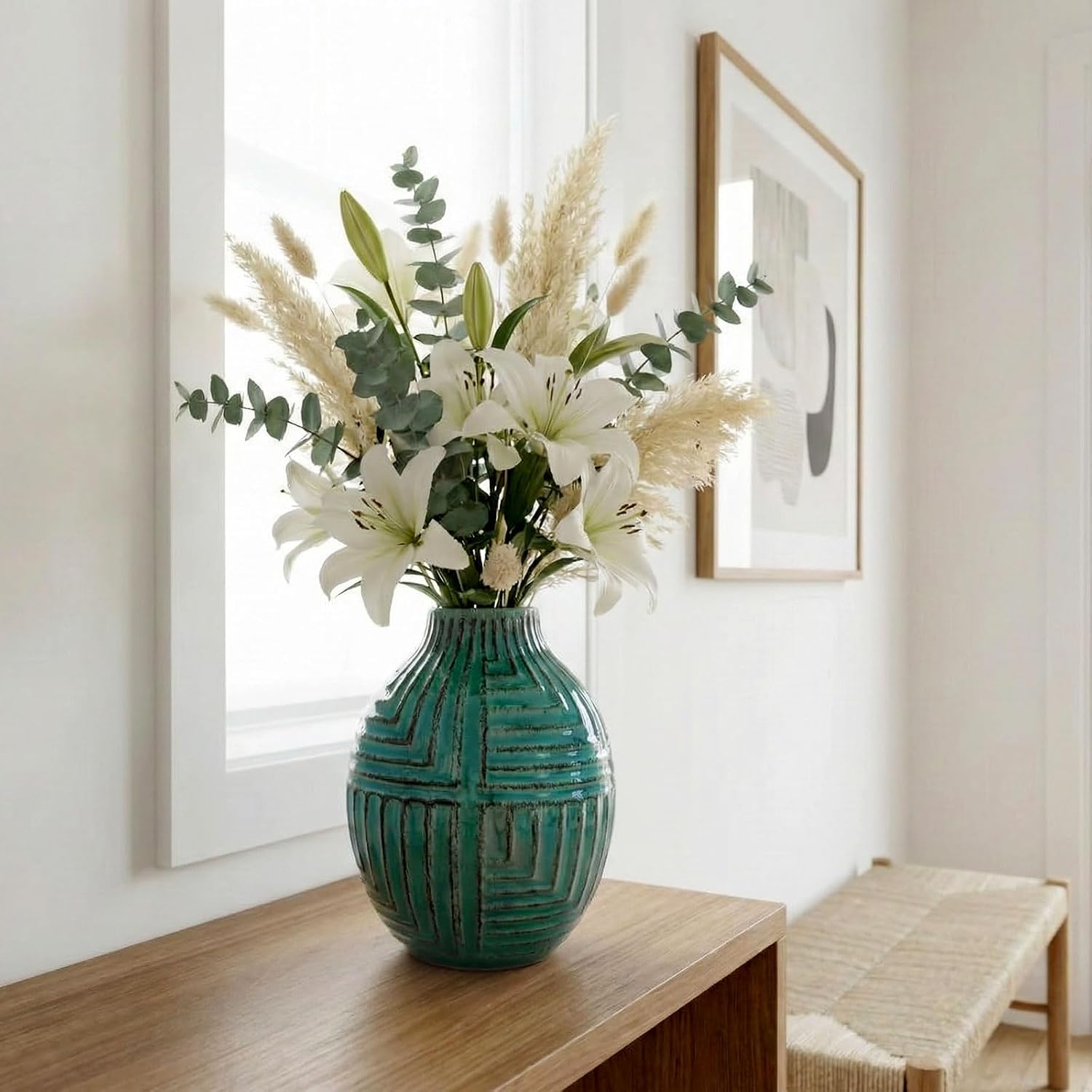 Hand-Glazed Ceramic Vase / Teal / 5.7''h