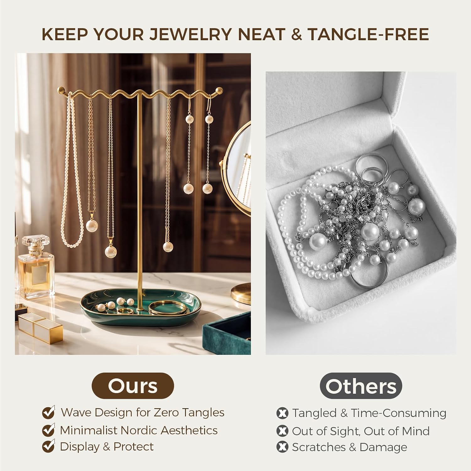 Ceramic Tray / Metal Necklace Holder Organizer for Rings Bracelets / Emerald Green
