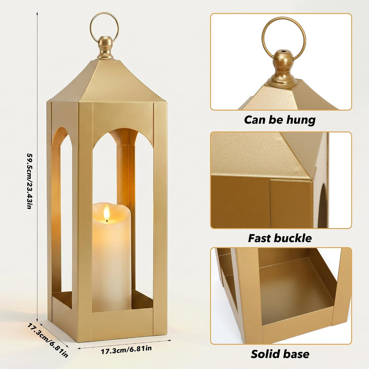 Modern Farmhouse Lantern Decor Metal Decorative Hanging Candle Lanterns | Ideal for Home Decor, Parties & Events, 21.2"