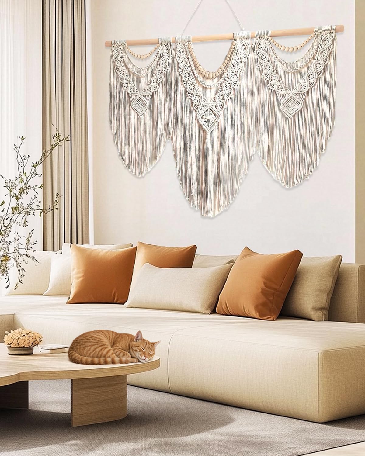 Large Macrame Wall Hanging Handmade Boho Tapestry / 43 x 32