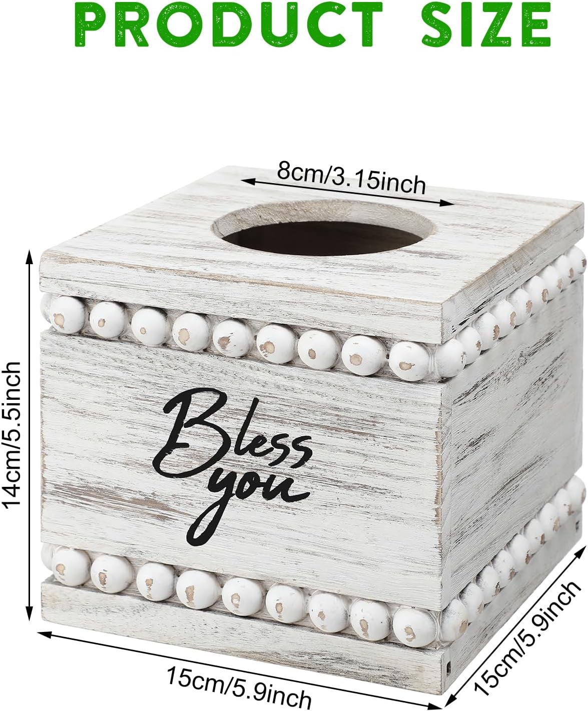 Rustic Farmhouse Vintage Wooden Tissue Holder Box Distressed Napkin / White