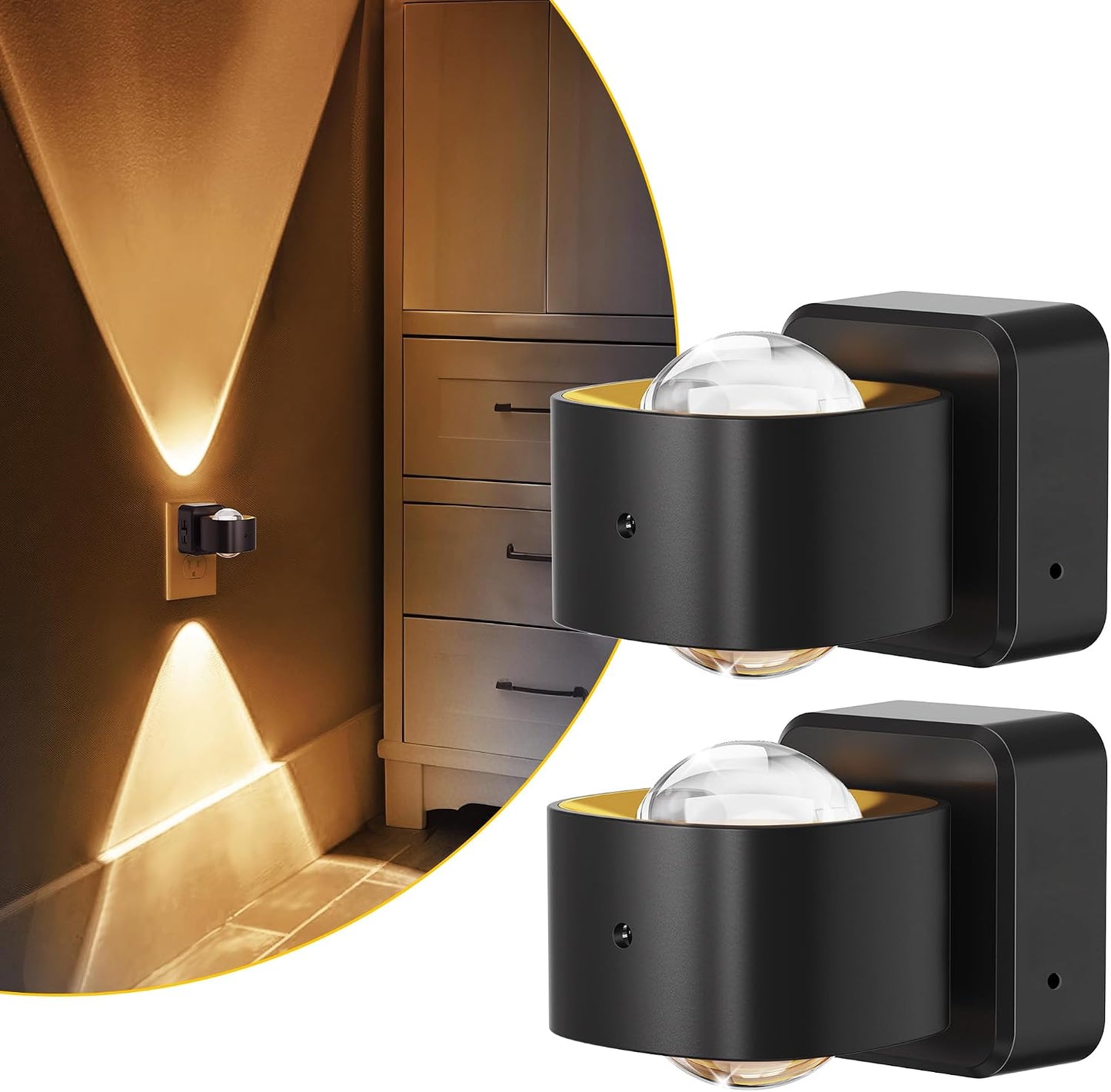 Briignite LED Night Lights Plug into Wall, 330° Rotating Night Light
