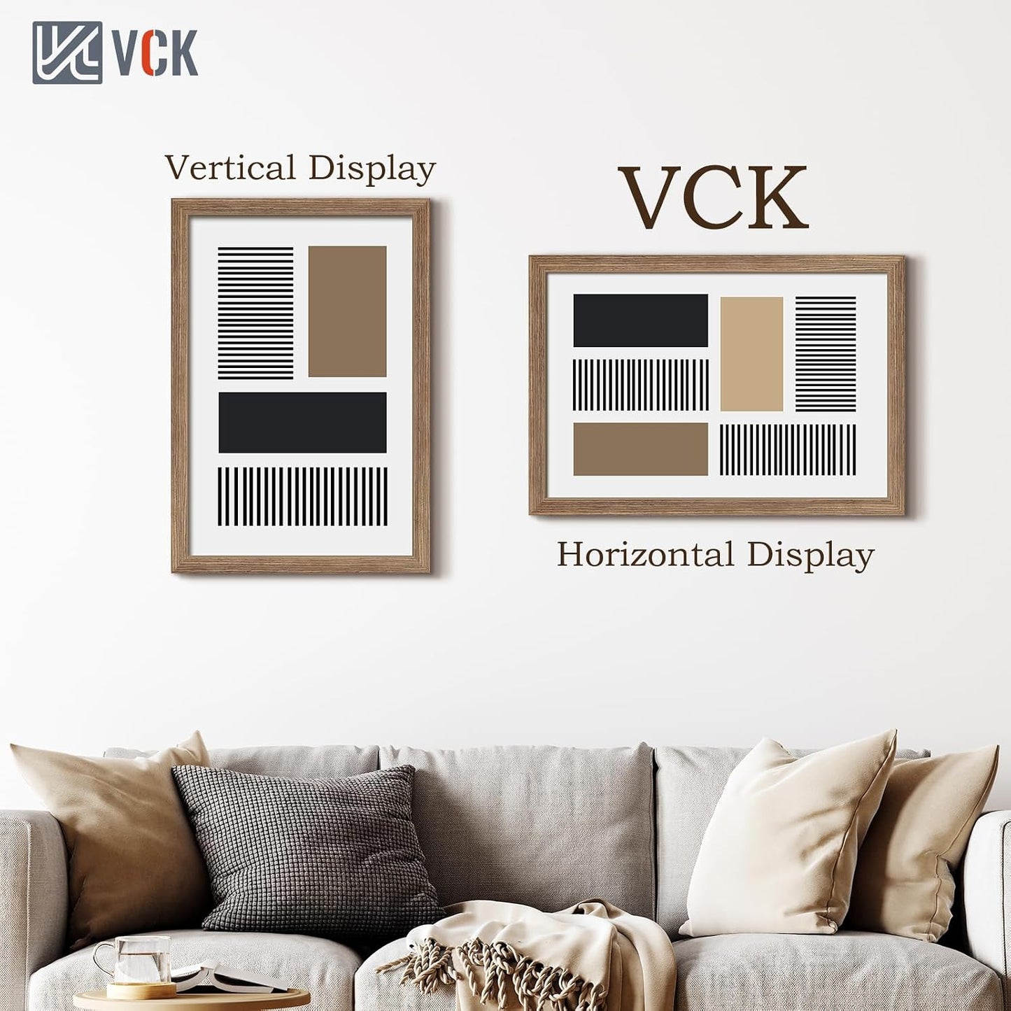 VCK 16x24 Poster Frame Solid Wood Walnut 3 Pack Picture Frames 16 x 24 Inches with Wall Mounting Hanging