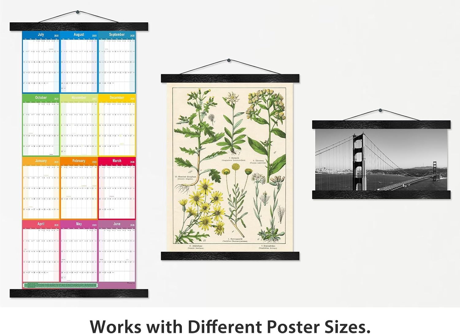 Magnetic Poster Hanger Frame, 24 Inch, Black Finish, Fits 24x30 24x32 24x36 Prints, N52 Magnets, Easy-Swap Wall Display